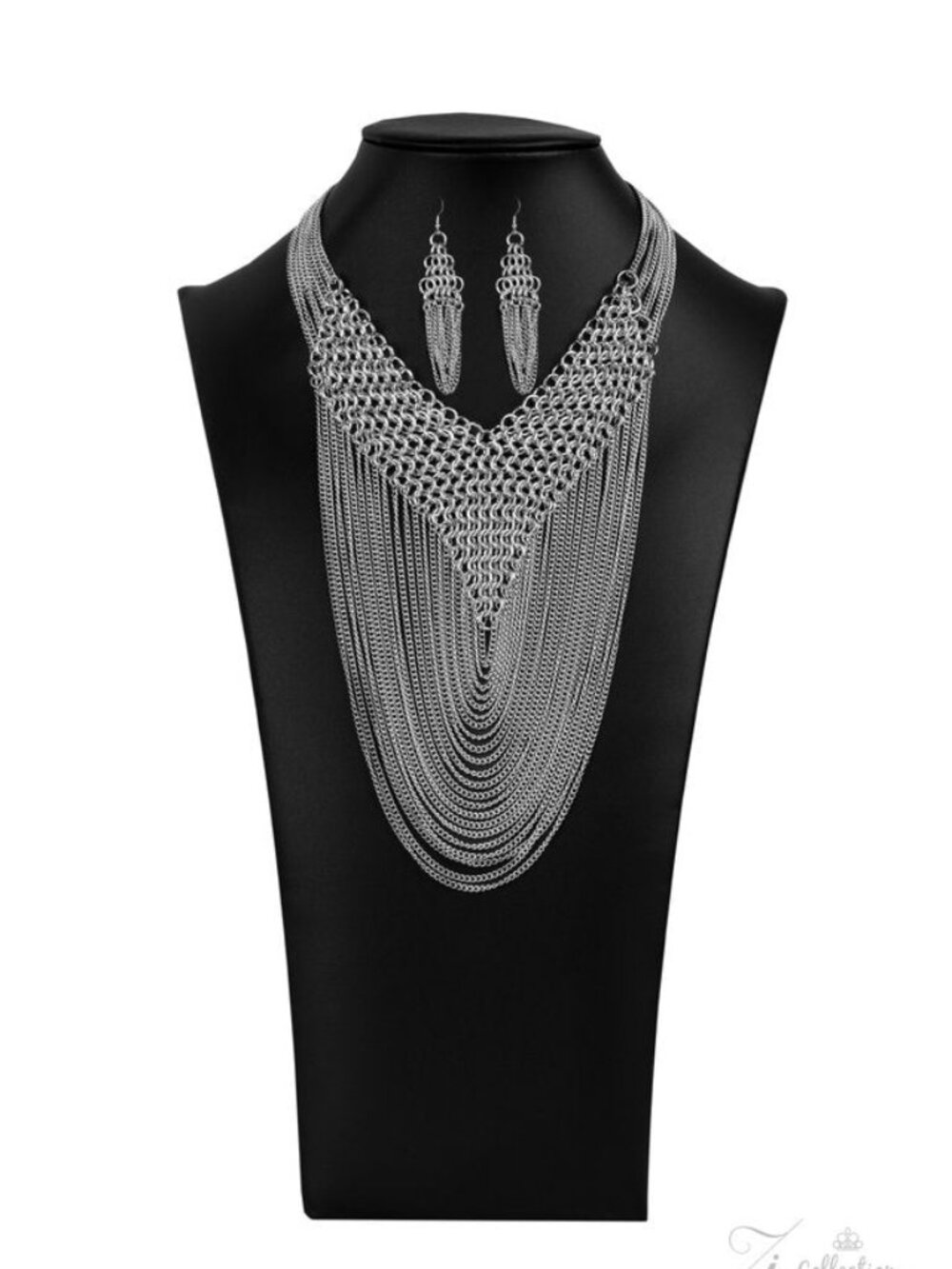 ✨ Paparazzi Zi Collection “The Defiant” Silver Statement Necklace & Earrings NWT